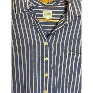 JCREW Women's Striped Heritage Long Sleeve Blouse Blue Nautical Preppycore M